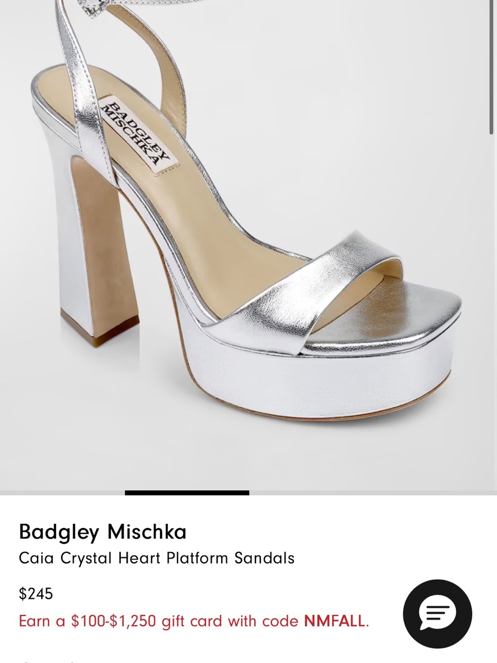 Badgley Mischka Metallic Silver Platform Ankle-Strap Heels